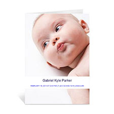 Classic White Baby Photo Cards, 5x7 Portrait Folded Causal
