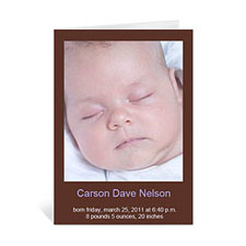 Chocolate Brown Baby Photo Cards, 5x7 Portrait Folded Causal