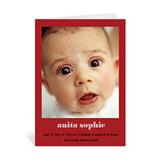 Classic Red Baby Photo Cards, 5x7 Portrait Folded Causal