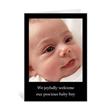 Classic Black Baby Photo Cards, 5x7 Portrait Folded Causal