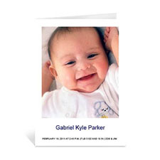 Classic White Baby Photo Cards, 5x7 Portrait Folded Causal