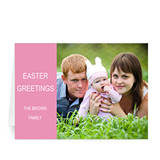Easter Pink Photo Greeting Cards, 5x7 Folded Modern
