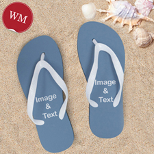 Make My Own Two Images Women Medium Color White Flip Flop Sandals