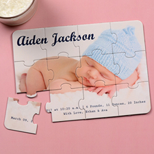 Photo Gallery Personalized Boy Birth Announcement Puzzle Card