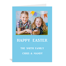 Easter Blue Photo Invitation Cards, 5x7 Portrait Folded