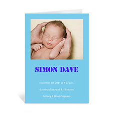 Baby Blue Photo Greeting Cards, 5x7 Portrait Folded