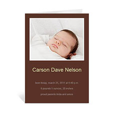 Chocolate Brown Baby Photo Greeting Cards, 5x7 Portrait Folded