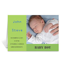 Lime Baby Photo Announcement Cards, 5x7 Folded Modern
