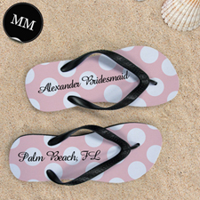 Design My Own Custom Name Light Pink Polka Dot Men Medium Flip Flop Sandals