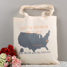 Personalized US Map Wedding Tote - Sun