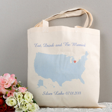 Personalized US Map Wedding Tote - Cocktail