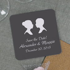 Silhouettes Personalized Wedding Thank You Coasters