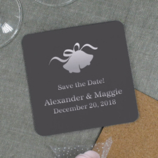 Personalized Silver Wedding Bell Coaster