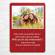Wedding Photo Puzzle Invitation, 5x7 Red