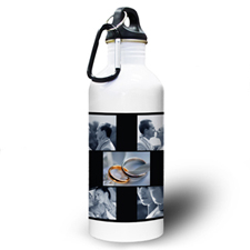 Personalized Photo Black Five Collage Water Bottle
