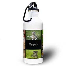 Personalized Photo Black Eight Collage Water Bottle