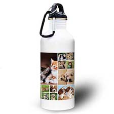 Personalized Photo White Eighteen Collage Water Bottle