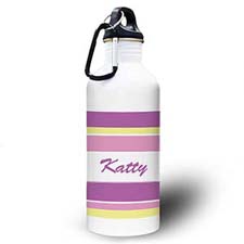 Personalized Photo Purple Yellow Stripe Water Bottle