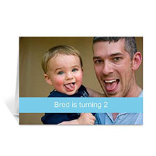 Baby Blue Photo Birthday Cards, 5x7 Folded Causal