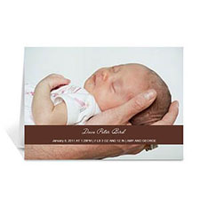 Chocolate Photo Baby Cards, 5x7 Folded Causal
