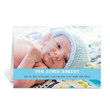 Baby Blue Photo Baby Cards, 5x7 Folded Causal