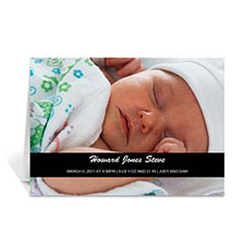 Classic Black Photo Baby Cards, 5x7 Folded Causal