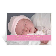 Baby Pink Photo Baby Cards, 5x7 Folded Causal