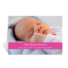 Hot Pink Photo Baby Cards, 5x7 Folded Causal