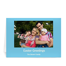 Easter Blue Photo Greeting Cards, 5x7 Folded