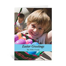 Easter Blue Photo Greeting Cards, 5x7 Portrait Folded Causal