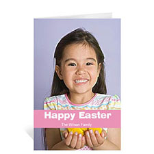 Easter Pink Photo Greeting Cards, 5x7 Portrait Folded Causal