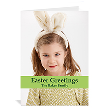 Easter Green Photo Greeting Cards, 5x7 Portrait Folded Causal