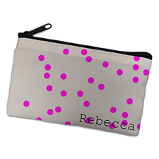 Fuchsia Natural Polka Dots Personalized Cosmetic Bag