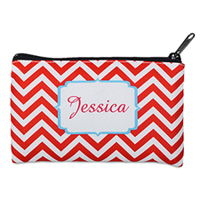 Personalized Classic Red Chevron  Cosmetic Bag (4