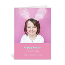 Easter Pink Photo Greeting Cards, 5x7 Portrait Folded Simple