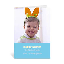 Easter Blue Photo Greeting Cards, 5x7 Portrait Folded Simple
