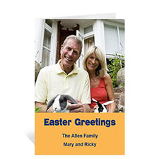 Easter Orange Photo Greeting Cards, 5x7 Portrait Folded Simple