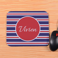 Personalized Red Navy Stripe Mouse Pad
