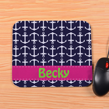 Personalized Navy Anchor Mouse Pad