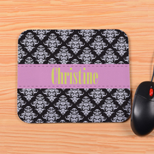 Personalized Vintage Pink Stripe Mouse Pad