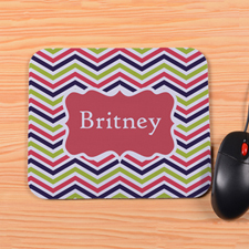 Personalized Red Lime Navy Chevron Mouse Pad