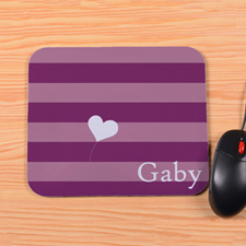 Personalized Purple Stripe Heart Mouse Pad