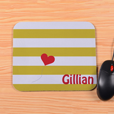 Personalized Yellow Stripe Heart Mouse Pad