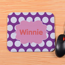 Personalized Purple Polka Dots Mouse Pad