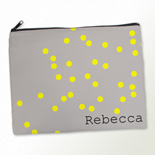 Personalized Yellow Natural Polka Dots Large Cosmetic Bag (11