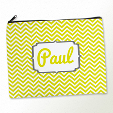 Personalized Yellow Chevron Large Cosmetic Bag (11