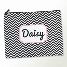Personalized Black Chevron Large Cosmetic Bag (11