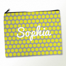 Personalized Yellow And Grey Large Dots Large Cosmetic Bag (11