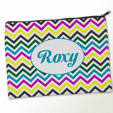 Personalized Yellow Colorful Chevron Big Make Up Bag (9.5 X 13 Inch)