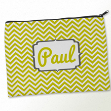 Personalized Yellow Charcoal Monogrammed Big Make Up Bag (9.5 X 13 Inch)